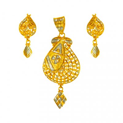 22kt Gold Two Tone Pendant Set ( Gold Pendant Sets )