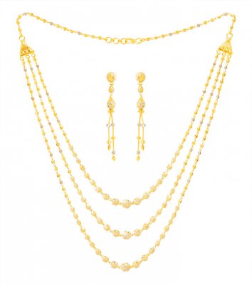 22k Gold Three Layered Fancy Set ( 22 Kt Gold Sets )