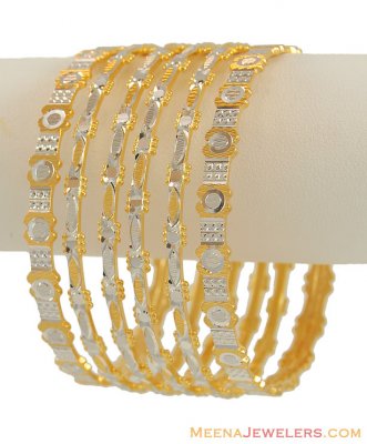 Gold 2Tone Laser Bangle Set ( Set of Bangles )