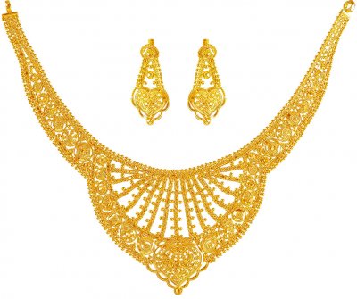 22Kt Gold Necklace Earring Set ( 22 Kt Gold Sets )