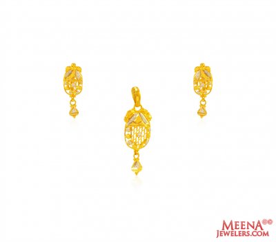 22 Karat Gold 2 Tone Pendant Set ( Gold Pendant Sets )