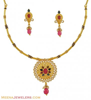 22K Designer Antique Set ( Antique Necklace Sets )