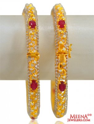 22k Designer Precious Stone Bangles ( Precious Stone Bangles )