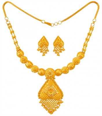 22KT Gold Necklace Earring Set ( 22 Kt Gold Sets )