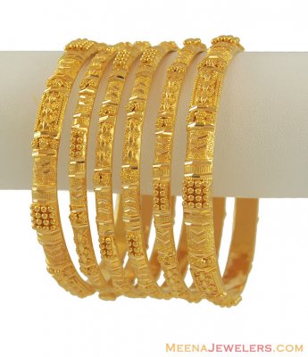 22 Karat Gold Bangles (set of 6) ( Set of Bangles )