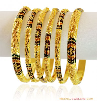 22K Meenakari Bangles Kada Set ( Set of Bangles )