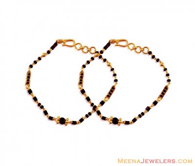 22k Gold baby bracelets ( Black Bead Bracelets )