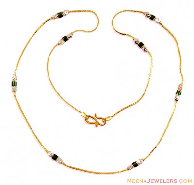 Meenakari Gold Ladies Chain ( 22Kt Gold Fancy Chains )