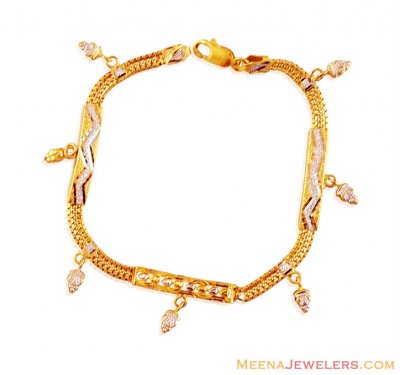 22k Gold Fancy Two Tone Bracelet ( Ladies Bracelets )