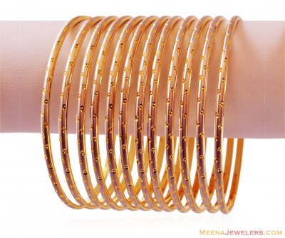 22k Rohdium Polished Bangles (12PC) ( Set of Bangles )