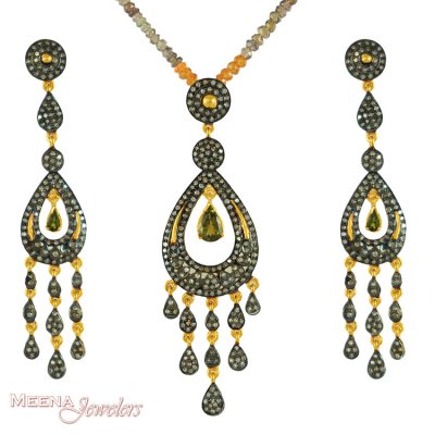 18kt gold Victorian Pendant Set ( Diamond Victorian Jewelry )