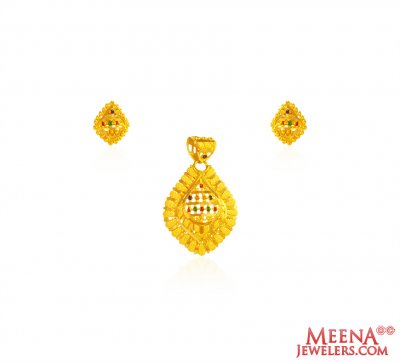 22 Kt Gold Meenakari Pendant set ( Gold Pendant Sets )