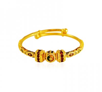 22kt Gold Meena Kids Bangle(2 pc) ( Baby Bangles )