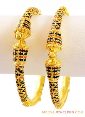 Exclusive Meenakari Kadas 22K(Pair) ( Kadas )