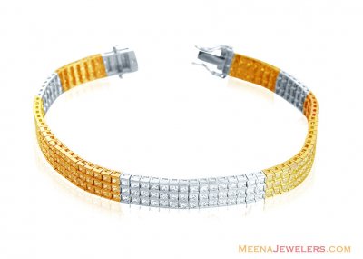 18k Tricolor Fancy Bracelet ( Ladies Bracelets )