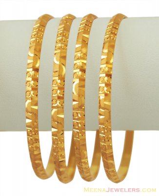 22K Machine Cut Gold Bangles(2 Pcs) ( Set of Bangles )