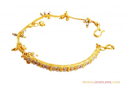 22K 2 Tone Gold Bangle Bracelet ( Ladies Bracelets )