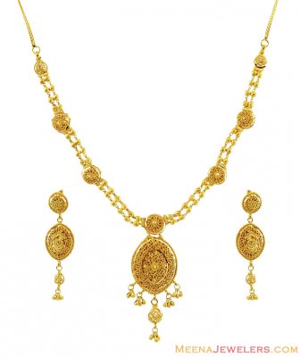 Filigree Fancy Necklace Set 22K ( 22 Kt Gold Sets )