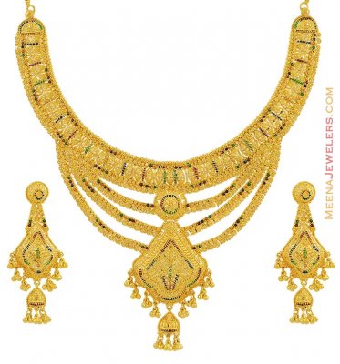 22K Meenakari Necklace Set ( 22 Kt Gold Sets )