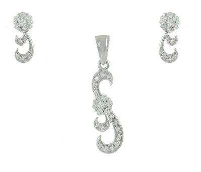 18Kt White Gold Pendant Set ( White Gold Pendant Sets )