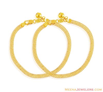 Gold Two Tone Kids Anklet  ( Gold Anklets )