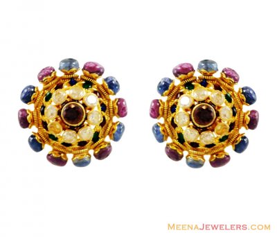 22K Exclusive Stone Earrings ( Precious Stone Earrings )