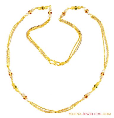 22K Fancy Meenakari Rhodium Chain ( 22Kt Gold Fancy Chains )