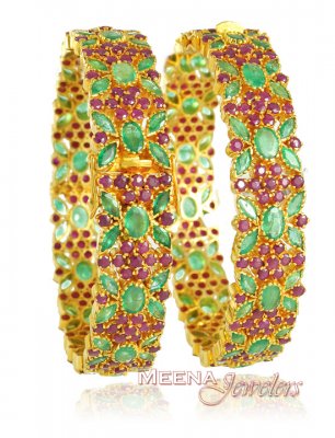 22K Bangles With Precious Stones ( Precious Stone Bangles )