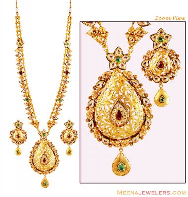 22 K Gold Antique Patta Haar ( Bridal Necklace Sets )