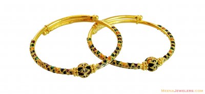 Designer Meenakari Ball Kadas 22k ( Baby Bangles )