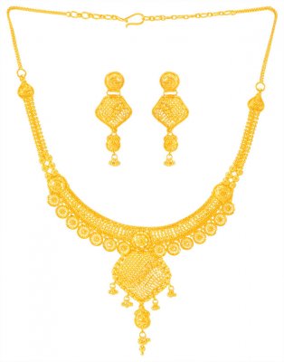 22KT Gold Necklace Earring Set ( 22 Kt Gold Sets )