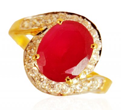 22k Gold Ruby Ring  ( Ladies Rings with Precious Stones )