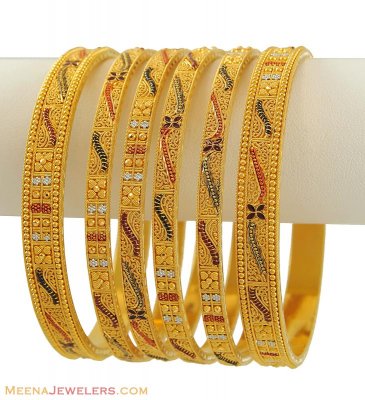 22K Gold Bangles (Set of 6) ( Set of Bangles )