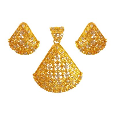 22Karat Gold Two Tone Pendant Set ( Gold Pendant Sets )