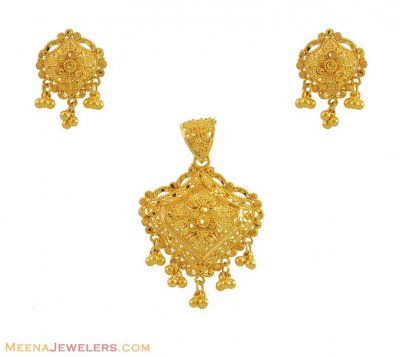 Yellow Gold Pendant Set (22K) ( Gold Pendant Sets )