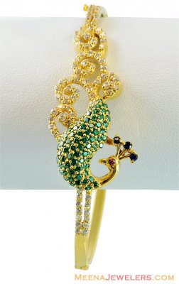 22K Designer Peacock Fancy Kada  ( Stone Bangles )