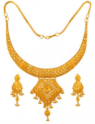 22 Karat Gold Necklace Earring Set ( 22 Kt Gold Sets )