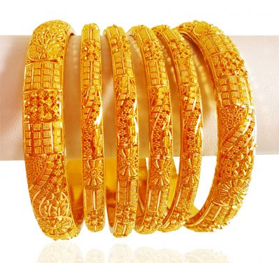 22kt Gold Bangles Set (6 Pcs) ( Set of Bangles )