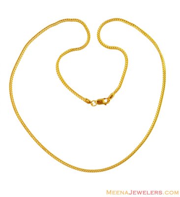 (18 Inches) Foxtail Chain 22K  ( Plain Gold Chains )