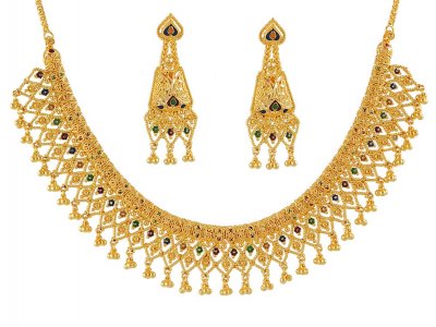 22K Meenakari Necklace Set ( 22 Kt Gold Sets )