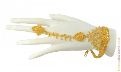 22k Fancy Panja Bracelet With Ring ( Ladies Bracelets )