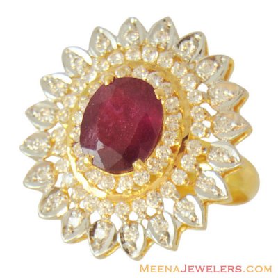 22k Gold Stones Ladies Ring ( Ladies Rings with Precious Stones )