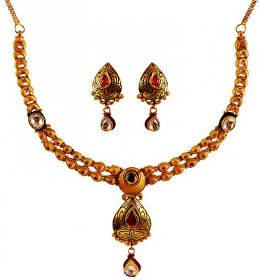 22K Gold Antique Necklace Set ( Antique Necklace Sets )