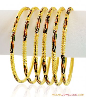 22K Meenakari Bangles Set (6 Pc)  ( Set of Bangles )