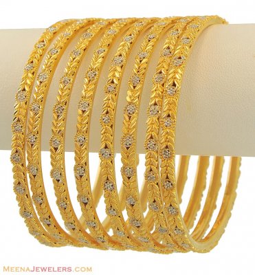 22k 2Tone Churi Set(8 pcs) ( Set of Bangles )