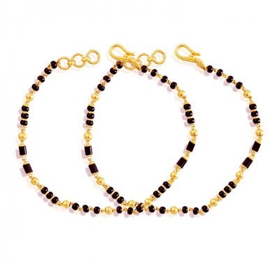 22k Gold Kids Mania ( Black Bead Bracelets )