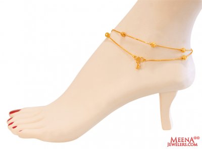 22Kt Gold Fancy Anklets (2 Pc) ( Gold Anklets )