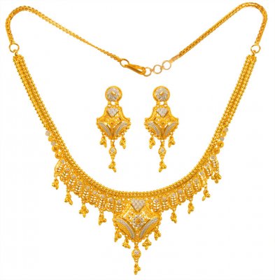 22K Gold 2 Tone Necklace Set ( 22 Kt Gold Sets )