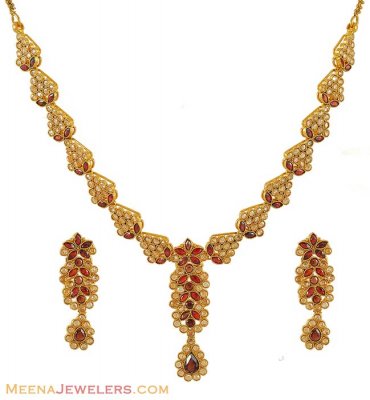 22k Polki Necklace Set ( Antique Necklace Sets )