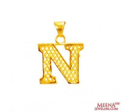 22Kt Gold Initial Pendant (N) ( Initial Pendants )